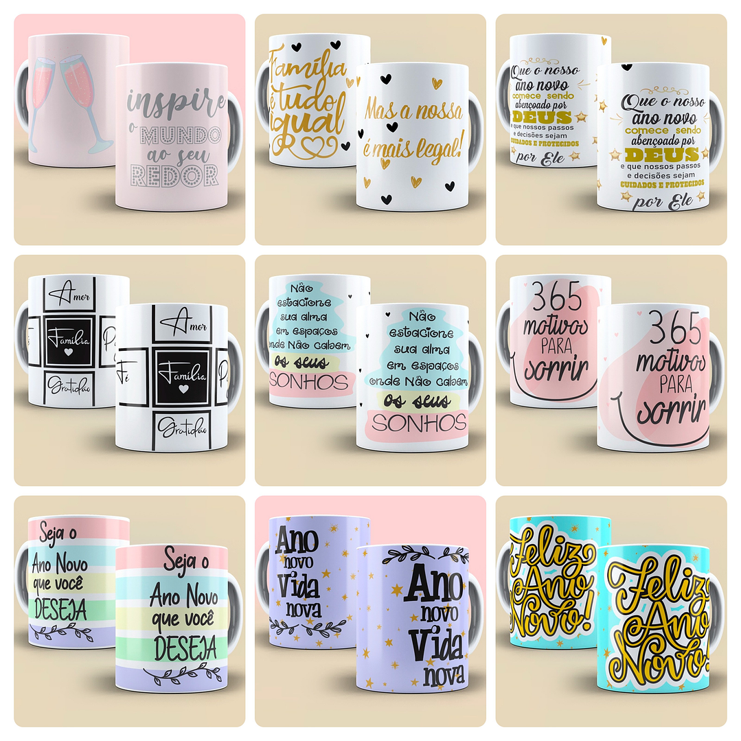 77 Artes para Caneca, Copo Chope e Camisa Ano Novo 2026 Arquivo editável 2