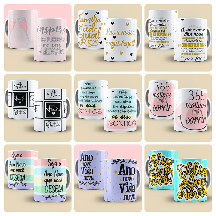 77 Artes para Caneca, Copo Chope e Camisa Ano Novo 2026 Arquivo editável 2