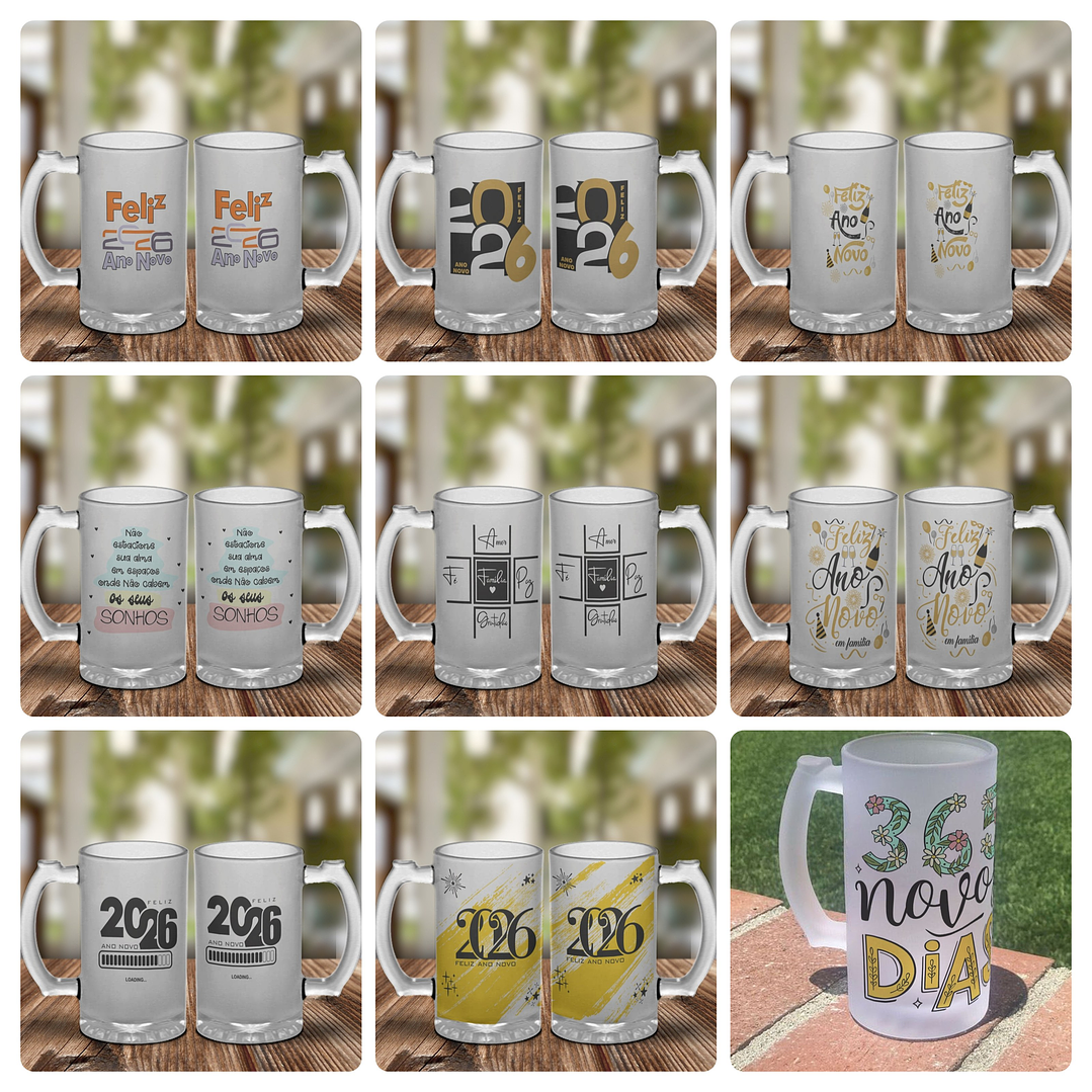 77 Artes para Caneca, Copo Chope e Camisa Ano Novo 2026 Arquivo editável 4