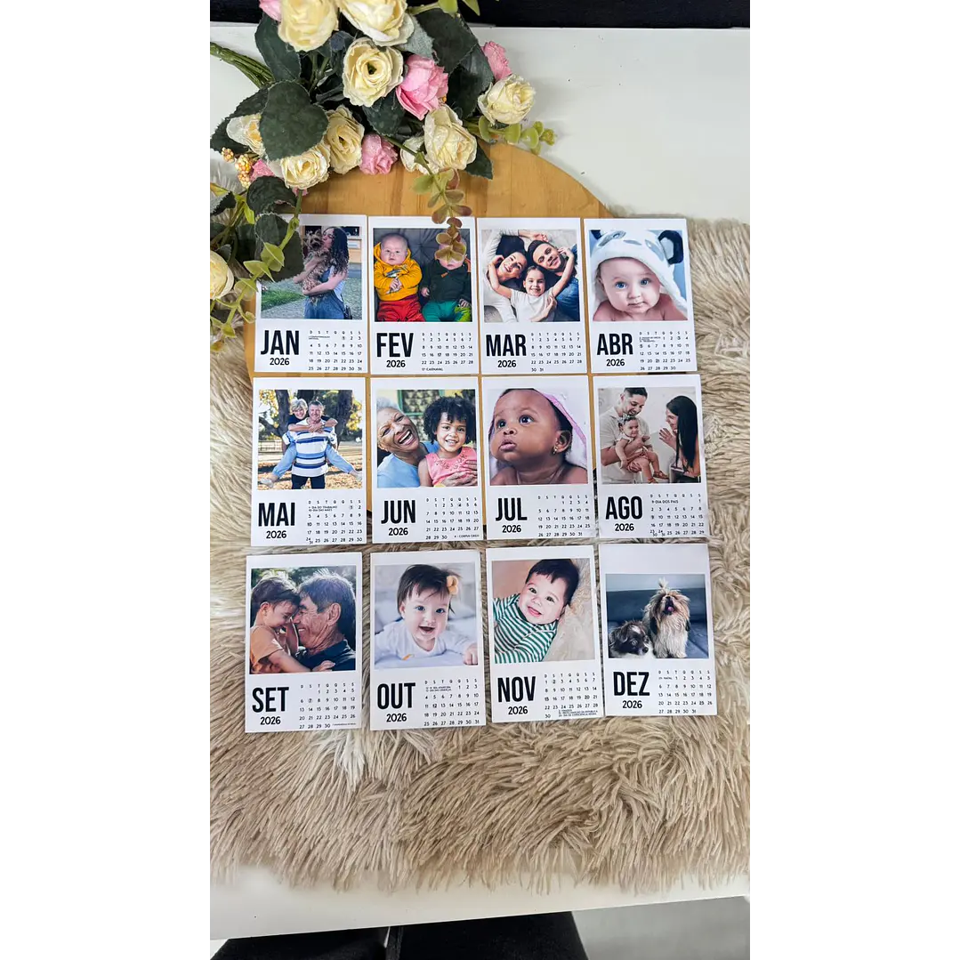Arquivo Calendário Polaroid 2026 (Português, English, Español) Arquivo em Png 1