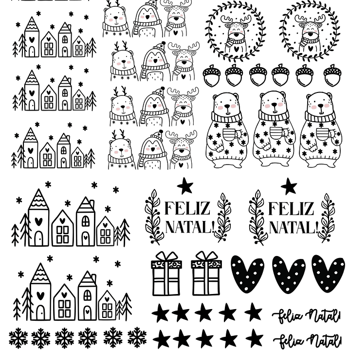 Arquivos para Personalização Natal, Fusca, Casinhas, Alfabeto, Mistos em Dtf Uv 8