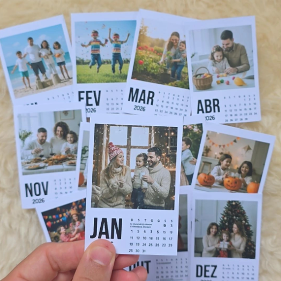 Calendário Polaroid 2026 Editavel Canva Arquivos Pdf Png 6