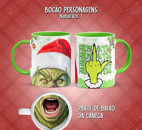 11 Artes para Caneca Bocão Natal Vol. 1 Arquivo em Png 