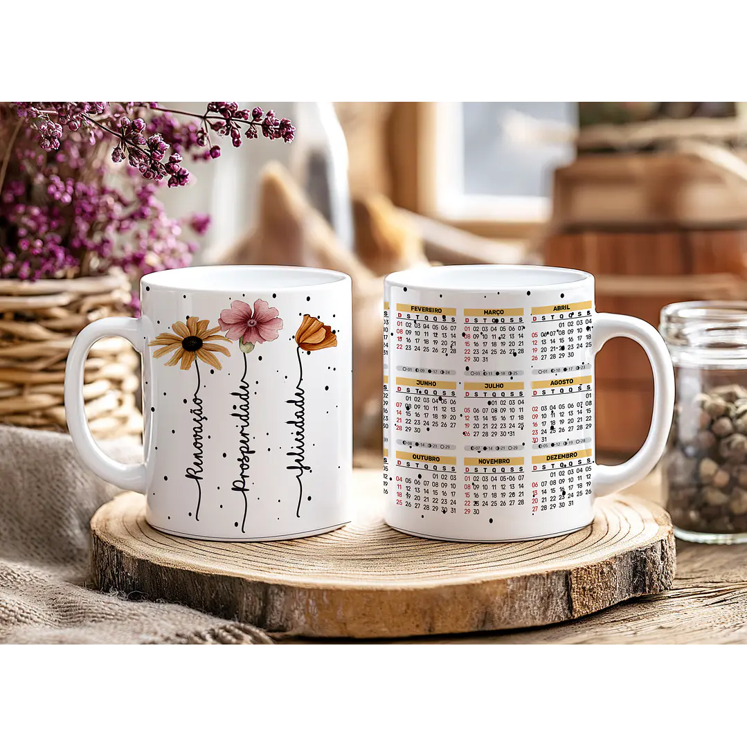 12 Artes para Caneca Calendário Ano Novo Minimalista 2026 Arquivo Editável  3