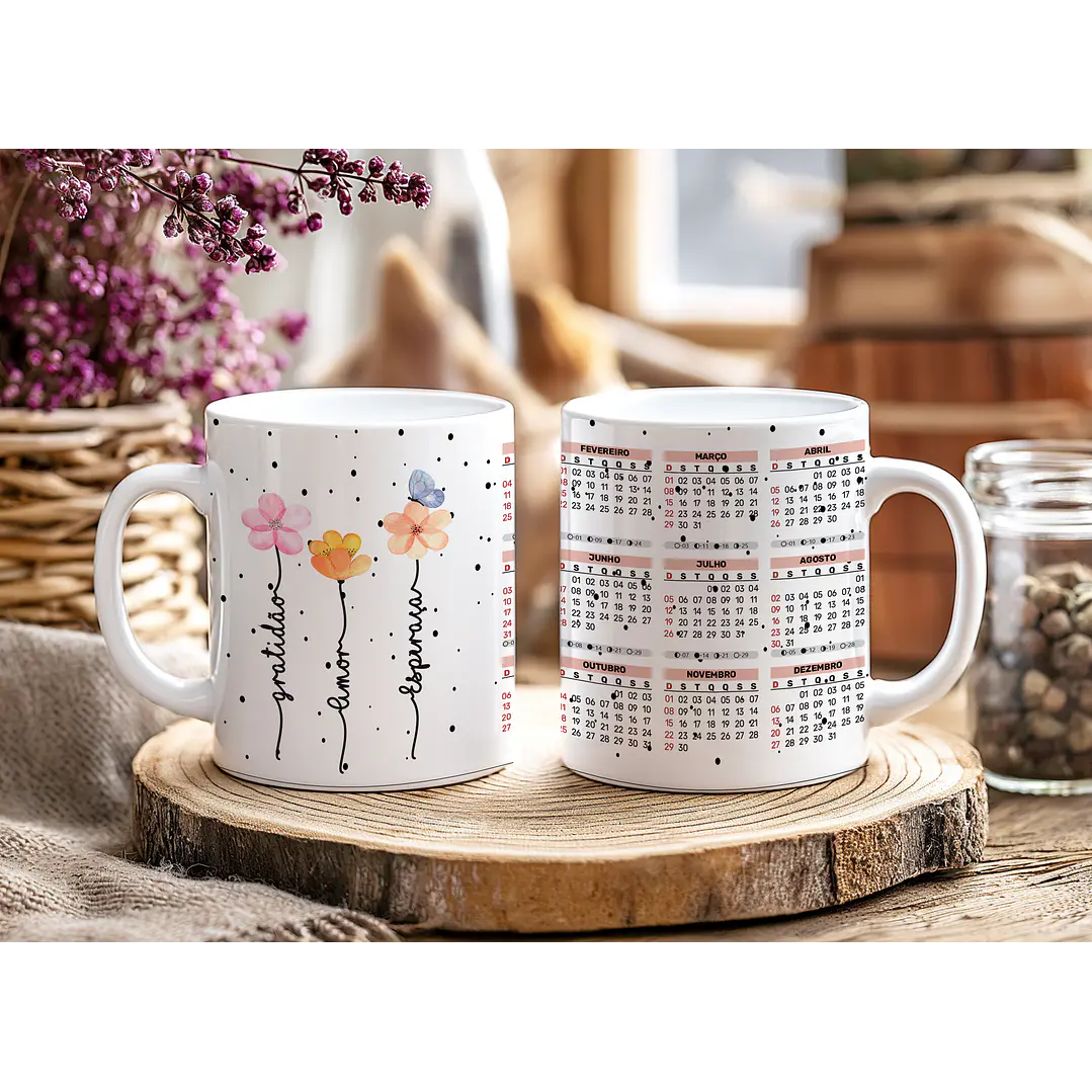 12 Artes para Caneca Calendário Ano Novo Minimalista 2026 Arquivo Editável  5