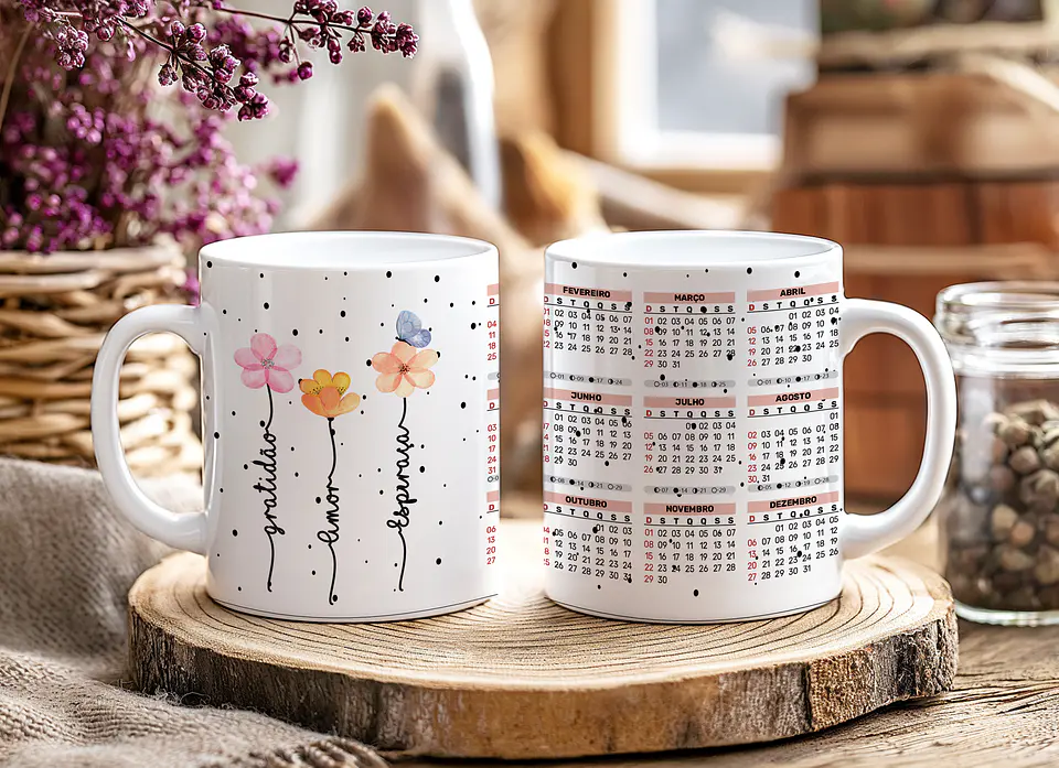 12 Artes para Caneca Calendário Ano Novo Minimalista 2026 Arquivo Editável  5