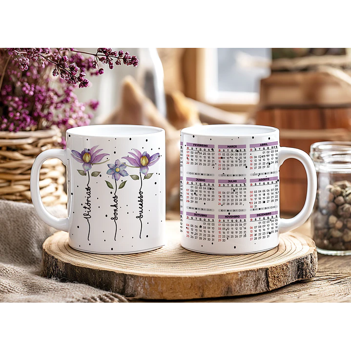 12 Artes para Caneca Calendário Ano Novo Minimalista 2026 Arquivo Editável  7
