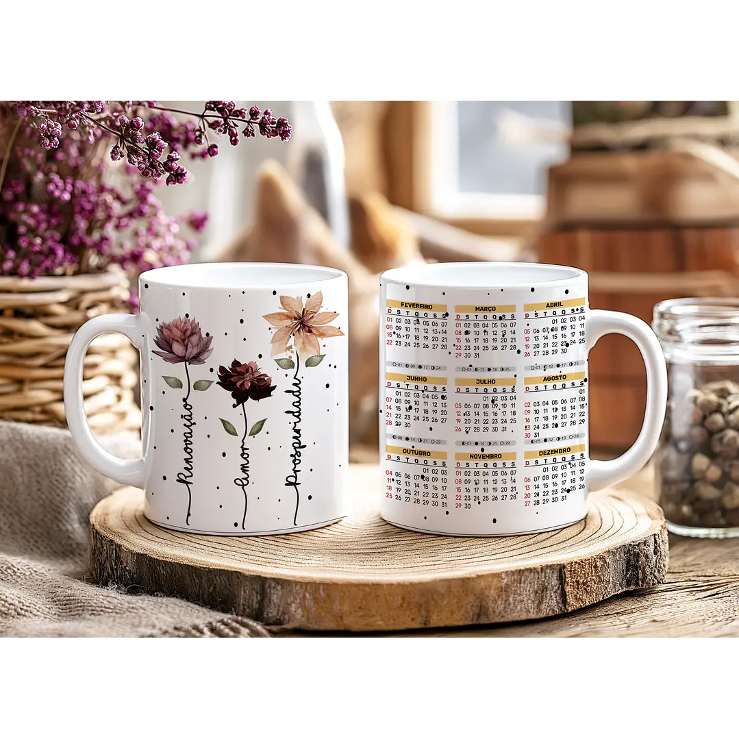 12 Artes para Caneca Calendário Ano Novo Minimalista 2026 Arquivo Editável  9