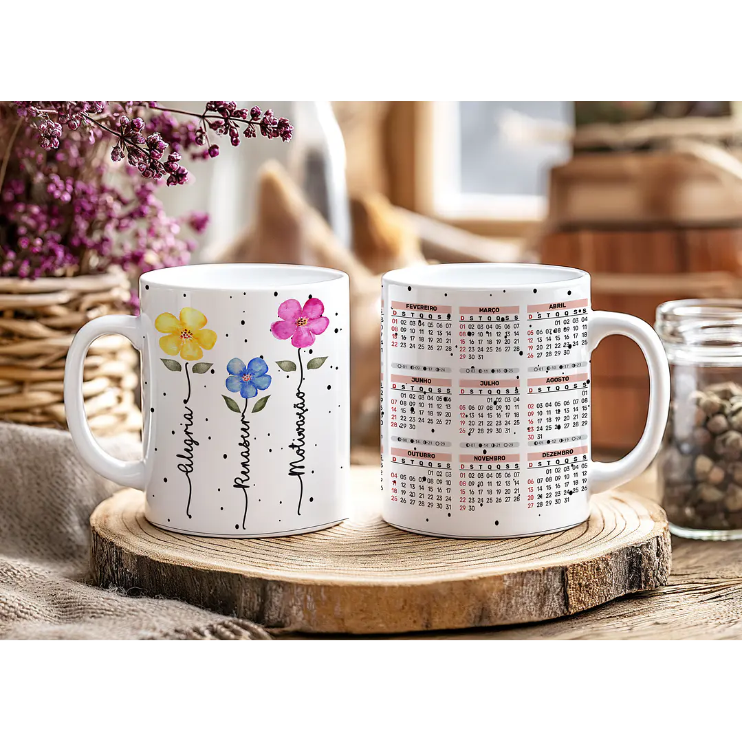12 Artes para Caneca Calendário Ano Novo Minimalista 2026 Arquivo Editável  11