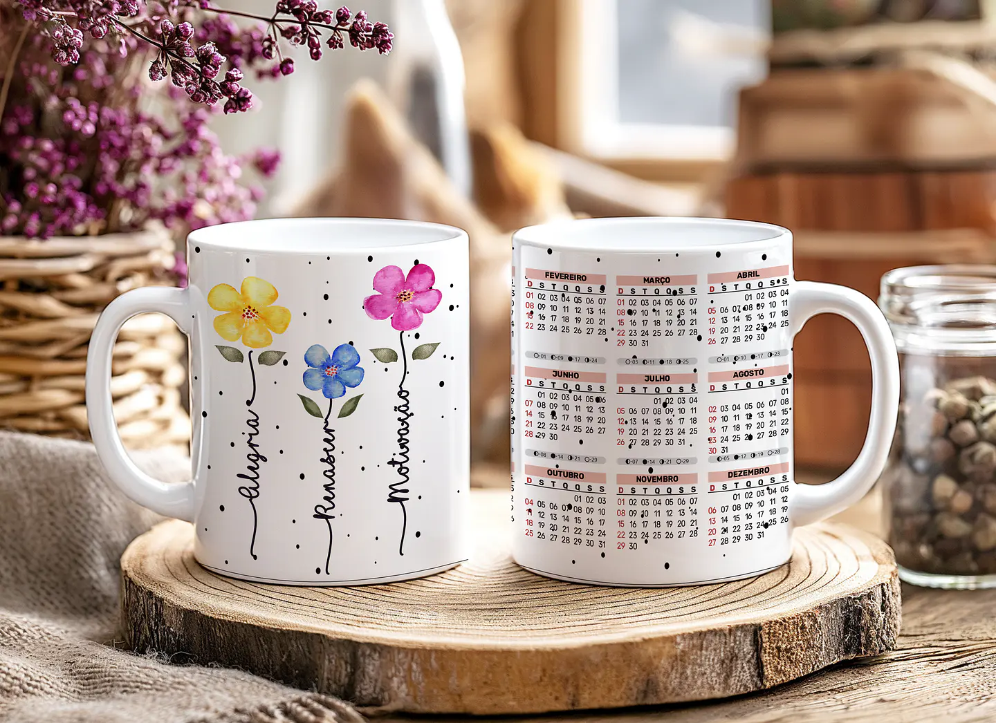 12 Artes para Caneca Calendário Ano Novo Minimalista 2026 Arquivo Editável  11