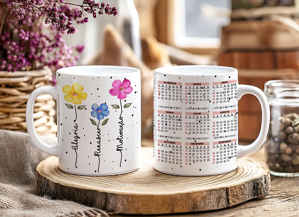 12 Artes para Caneca Calendário Ano Novo Minimalista 2026 Arquivo Editável  11