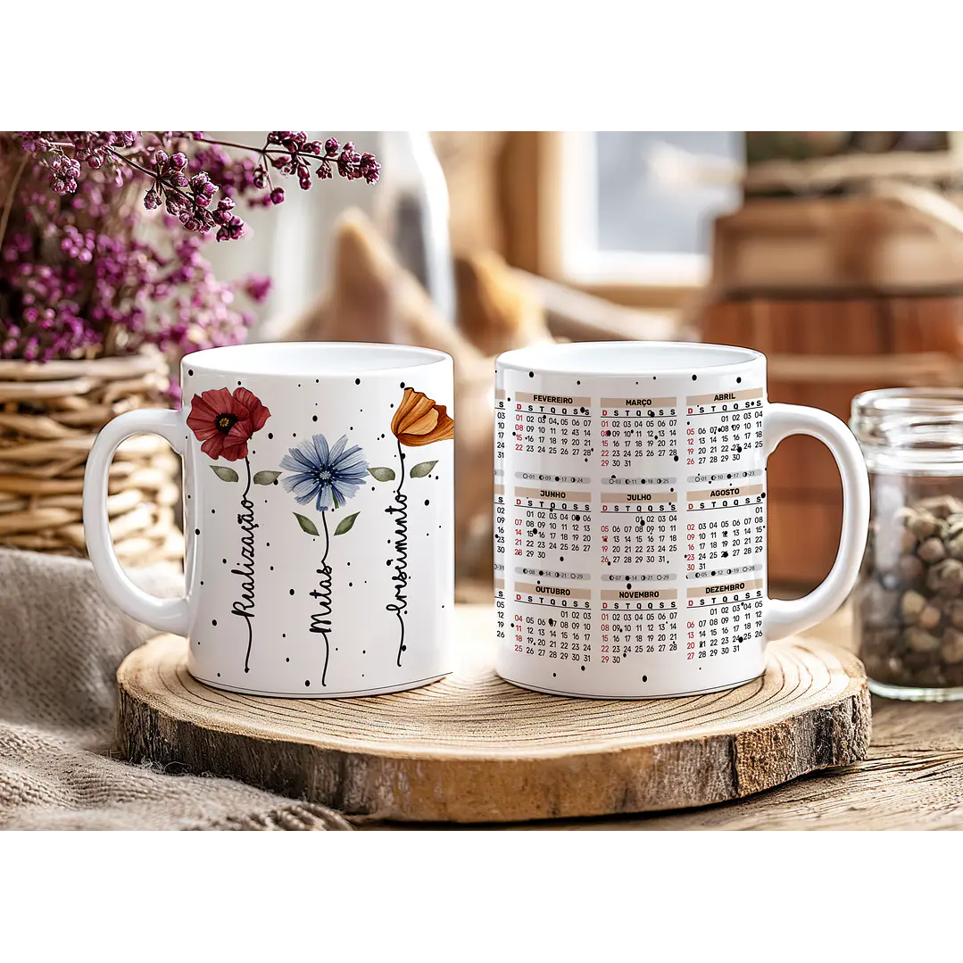 12 Artes para Caneca Calendário Ano Novo Minimalista 2026 Arquivo Editável  12