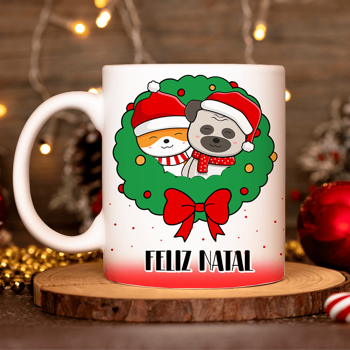 20 Artes para Caneca Natal Gatinhos em Linhas Arquivo em Png 3