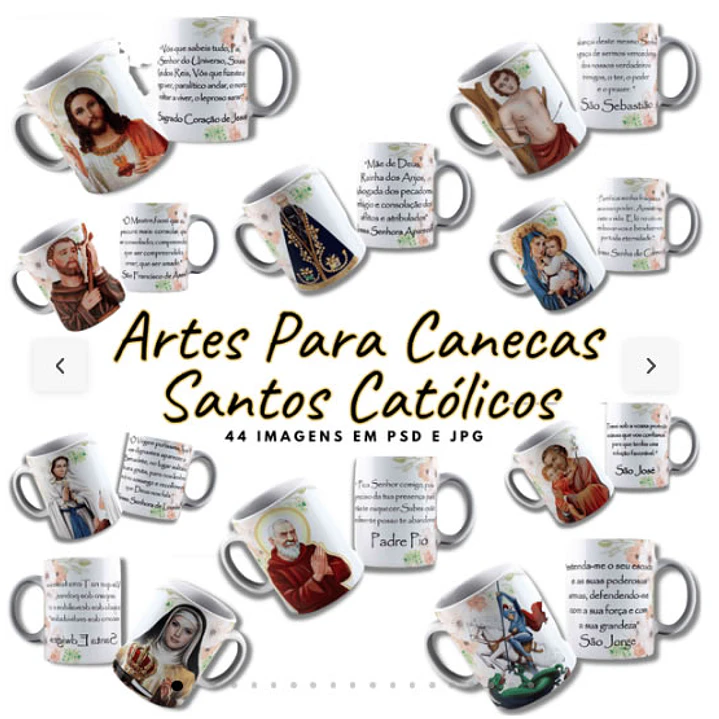 44 Artes para Canecas Santos Católicos Arquivo Editável  1