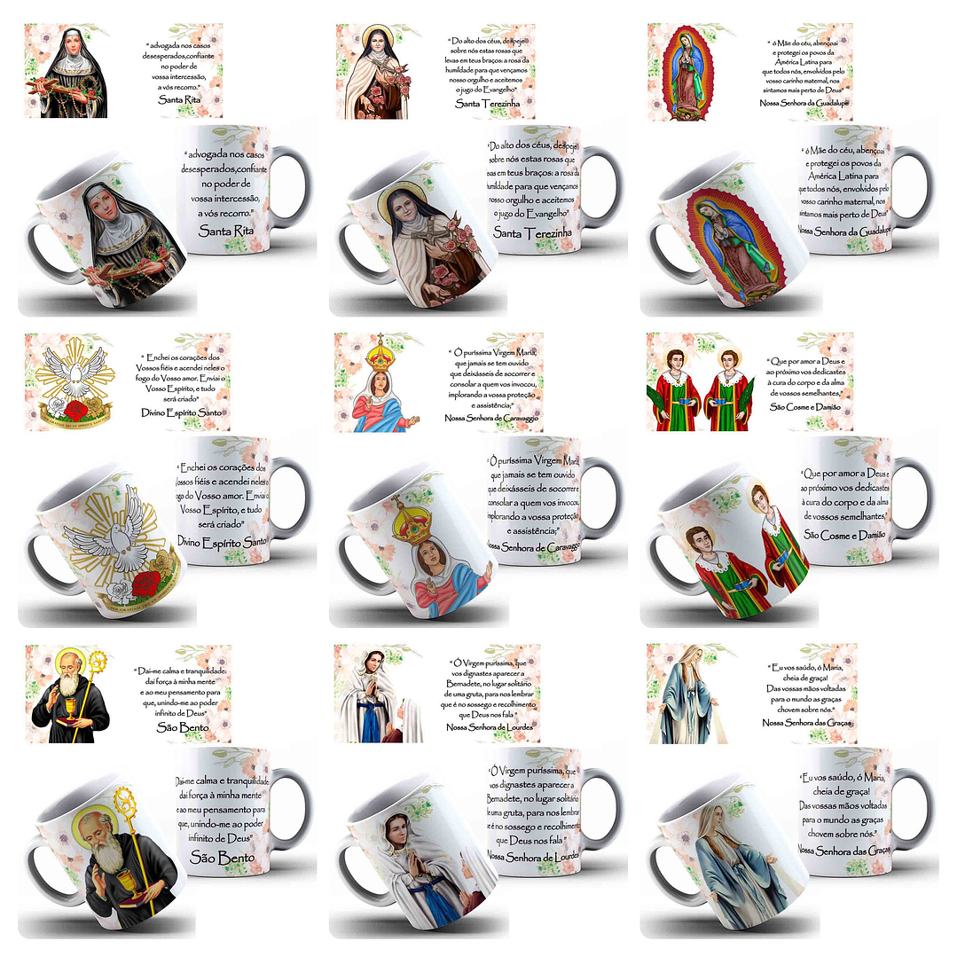 44 Artes para Canecas Santos Católicos Arquivo Editável  2