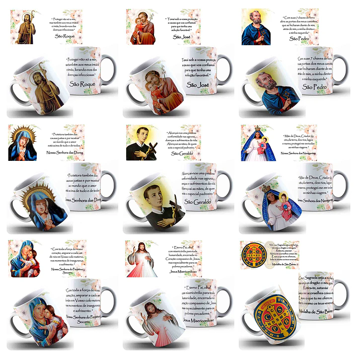 44 Artes para Canecas Santos Católicos Arquivo Editável  4