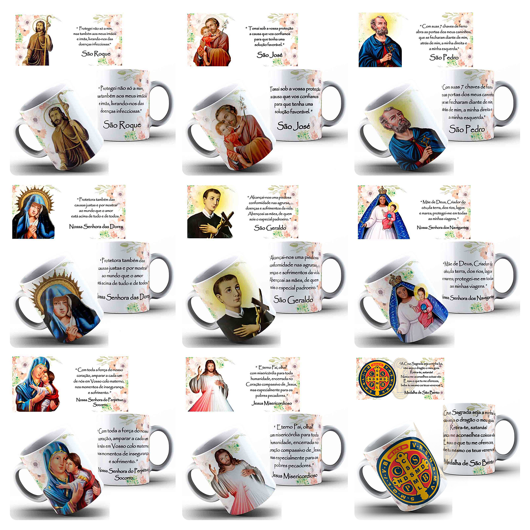 44 Artes para Canecas Santos Católicos Arquivo Editável  4