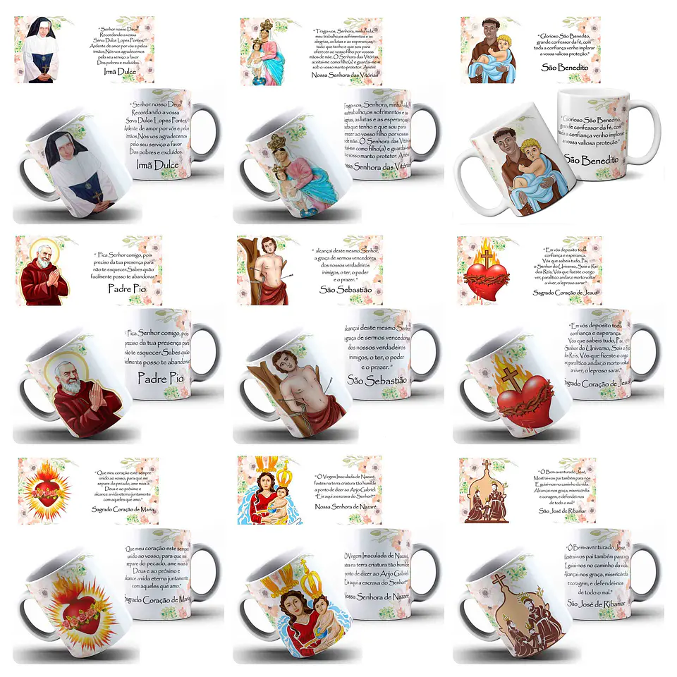 44 Artes para Canecas Santos Católicos Arquivo Editável  5