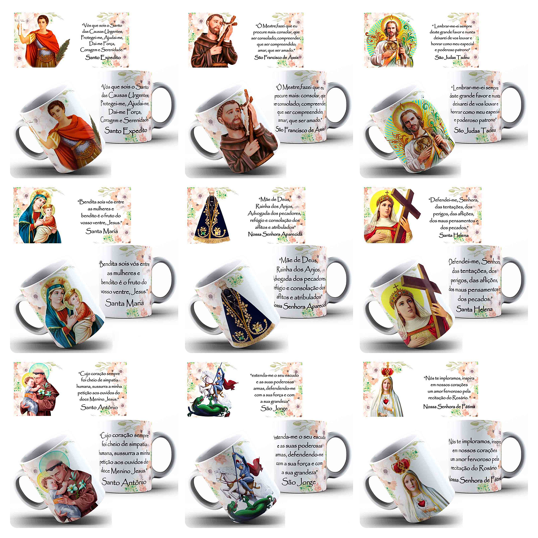 44 Artes para Canecas Santos Católicos Arquivo Editável  6