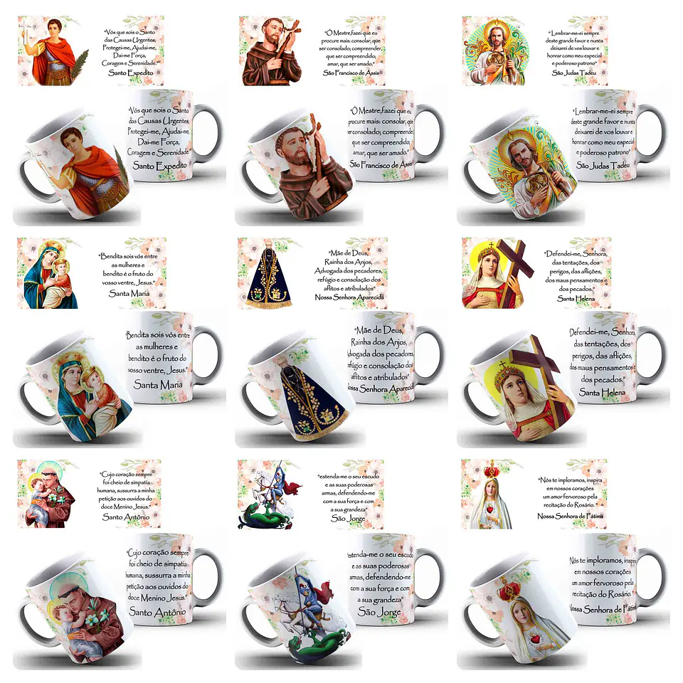 44 Artes para Canecas Santos Católicos Arquivo Editável  6