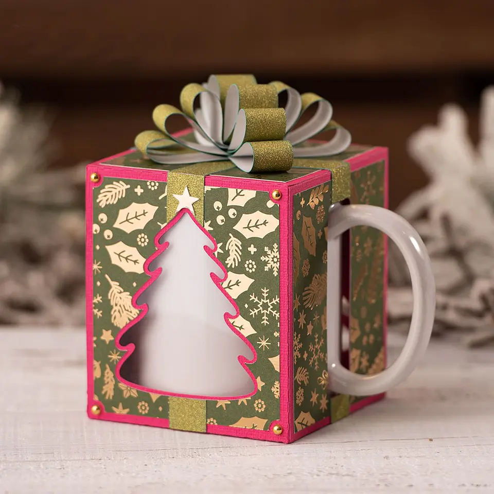 Arquivo Caixa Box para Caneca Arvore de Natal Arquivo em Svg  1