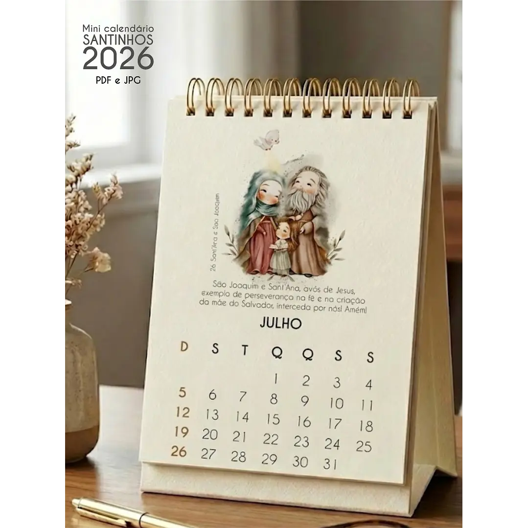 Arquivo Calendário de Mesa Santinhos 2026 Arquivo em Pdf  1