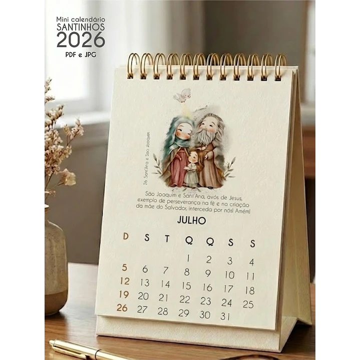 Arquivo Calendário de Mesa Santinhos 2026 Arquivo em Pdf  1