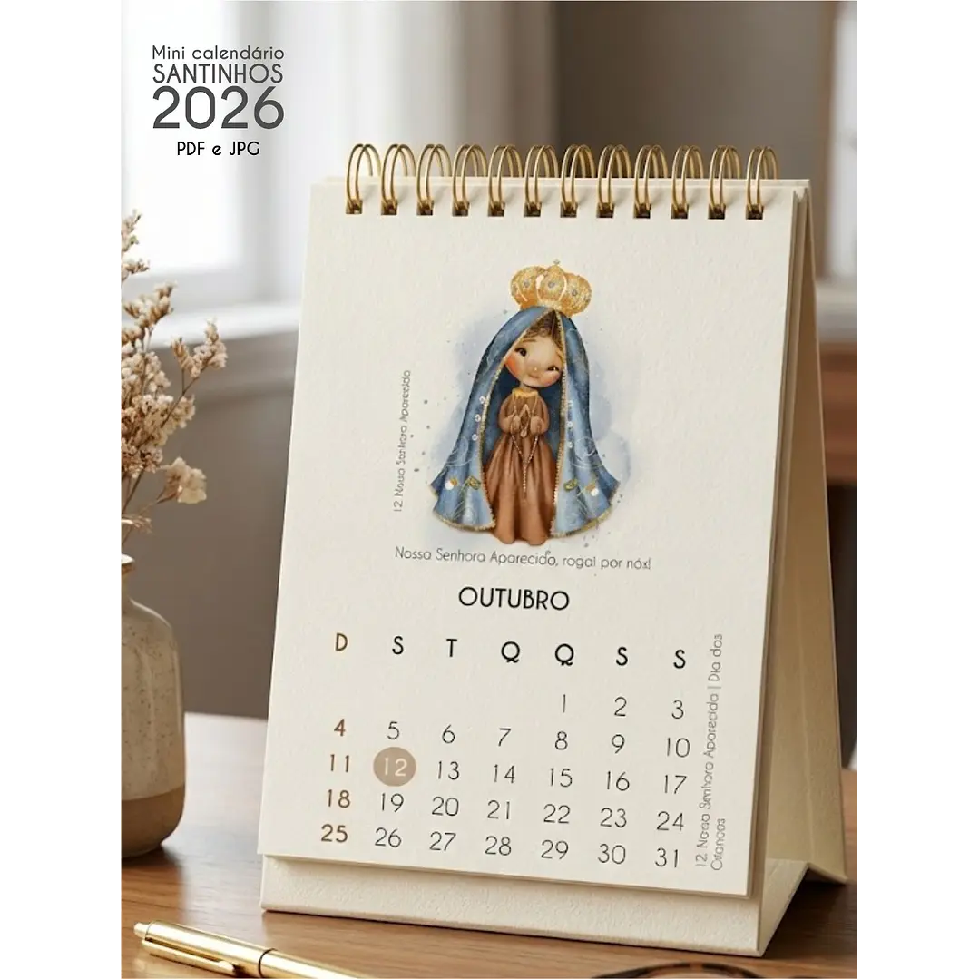 Arquivo Calendário de Mesa Santinhos 2026 Arquivo em Pdf  2