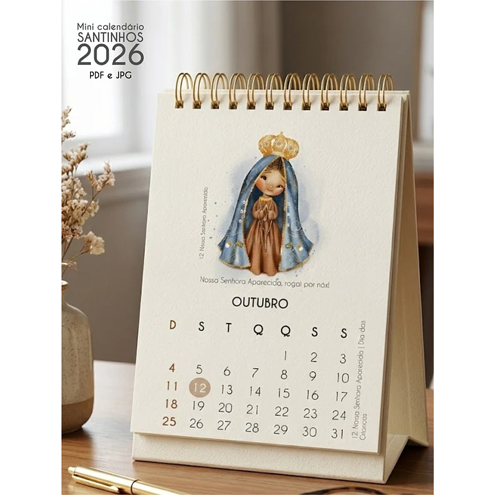 Arquivo Calendário de Mesa Santinhos 2026 Arquivo em Pdf  2