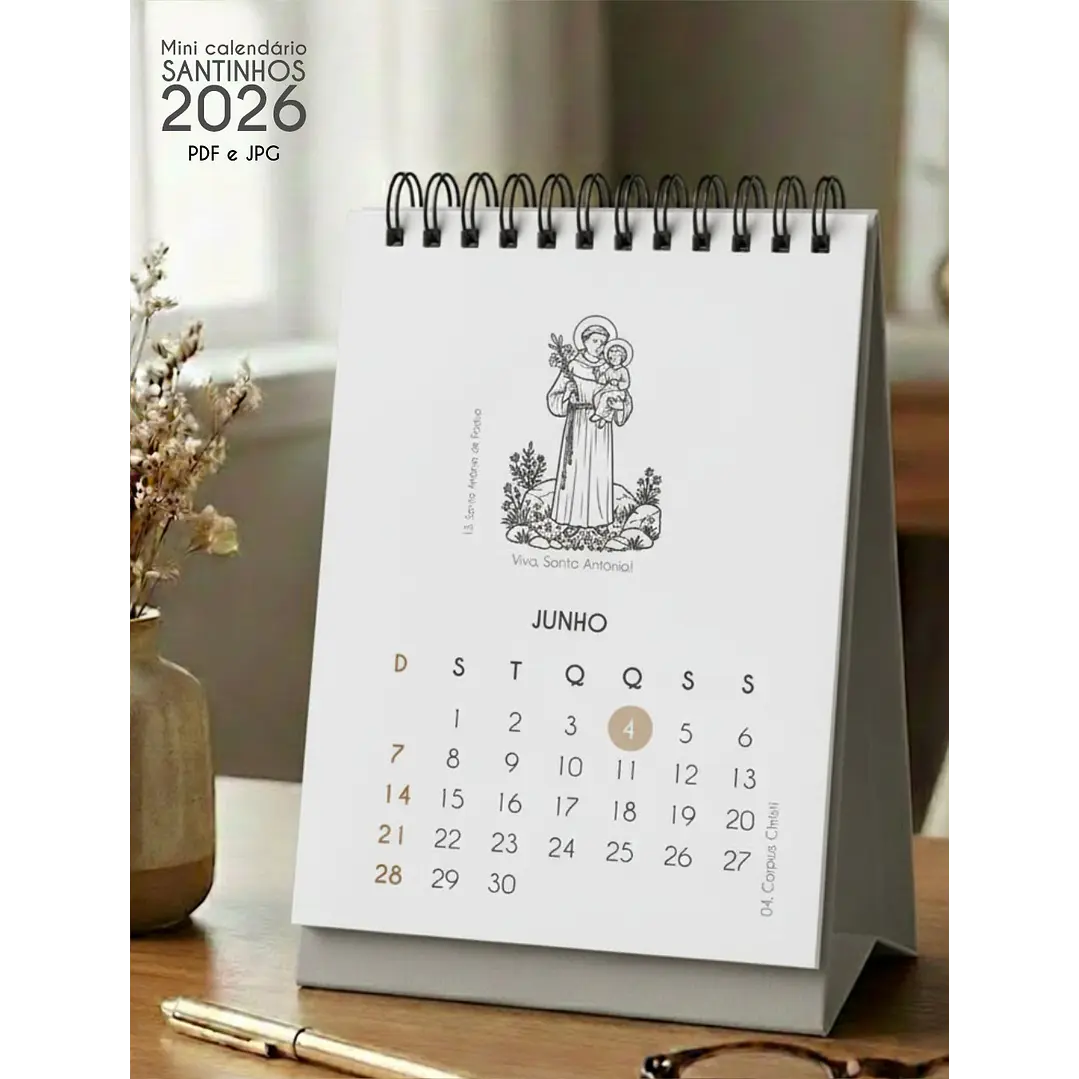Arquivo Calendário de Mesa Santinhos 2026 Arquivo em Pdf  4