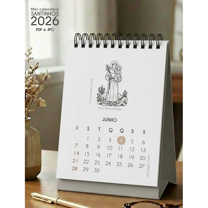 Arquivo Calendário de Mesa Santinhos 2026 Arquivo em Pdf  4