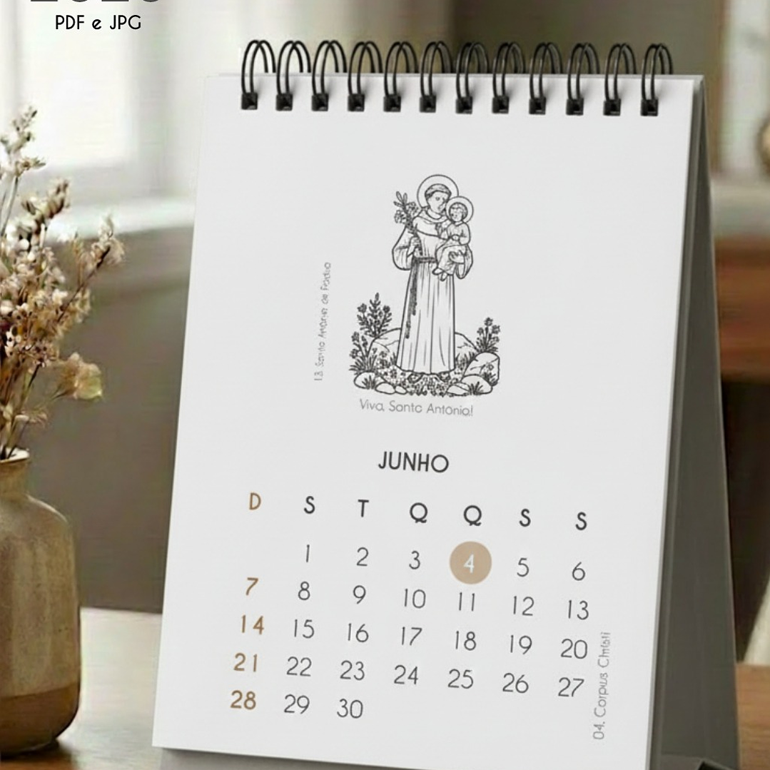 Arquivo Calendário de Mesa Santinhos 2026 Arquivo em Pdf  4