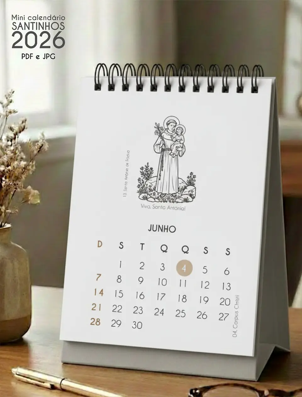 Arquivo Calendário de Mesa Santinhos 2026 Arquivo em Pdf  4