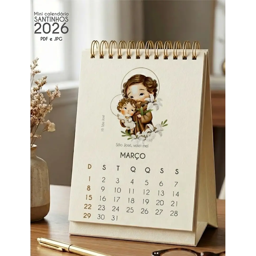 Arquivo Calendário de Mesa Santinhos 2026 Arquivo em Pdf  7