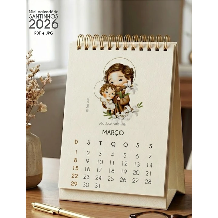 Arquivo Calendário de Mesa Santinhos 2026 Arquivo em Pdf  7