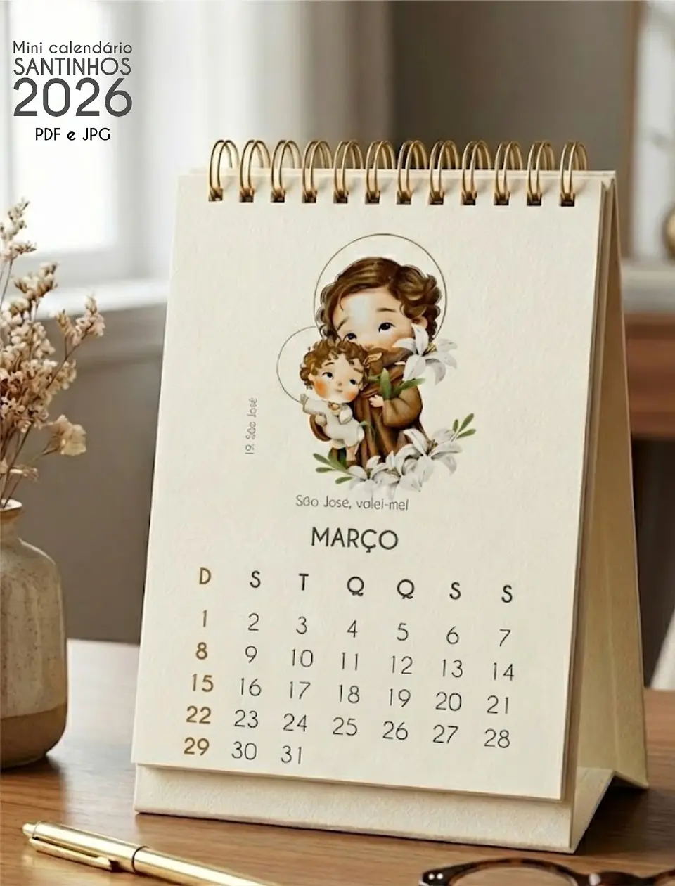 Arquivo Calendário de Mesa Santinhos 2026 Arquivo em Pdf  7