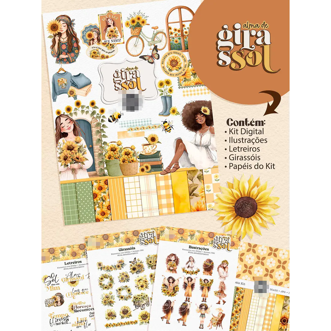 Combo encadernação + Kit digital Girassol Arquivo em Png 1