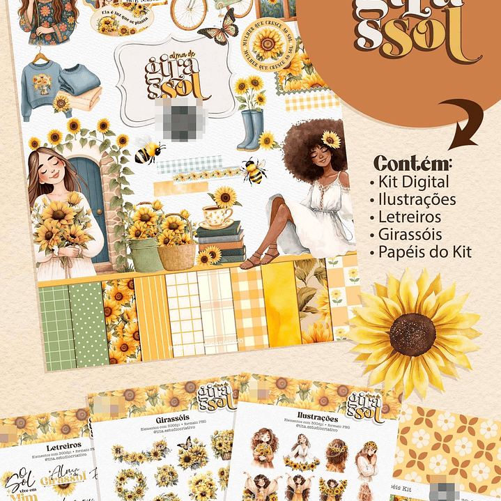 Combo encadernação + Kit digital Girassol Arquivo em Png 1