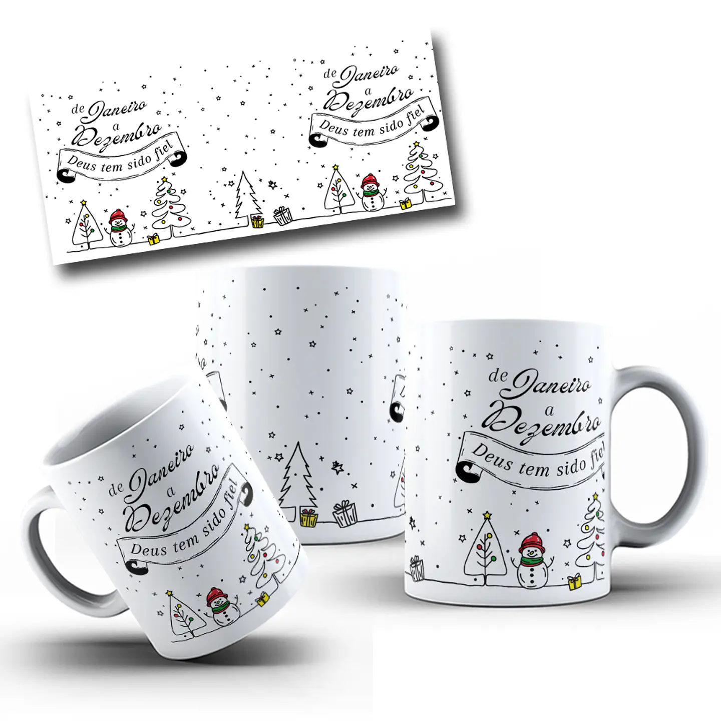 Arte Caneca De Janeiro a Dezembro Deus tem sido Fiel Arquivo em Jpg 1