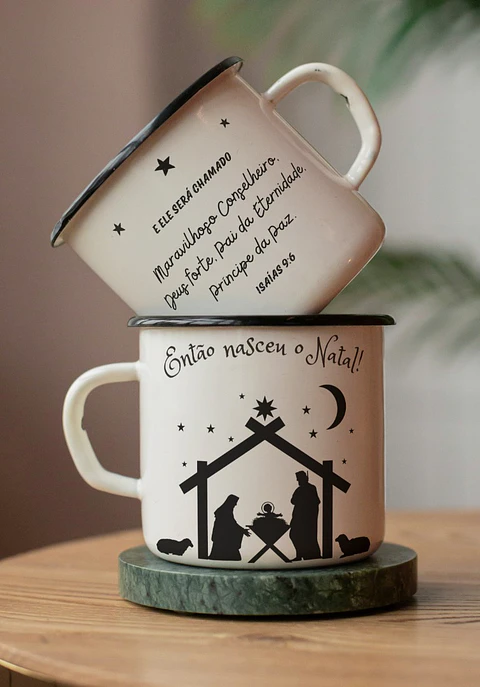 Arte Caneca Então Nasceu o natal Jesus Arquivo em Jpg 