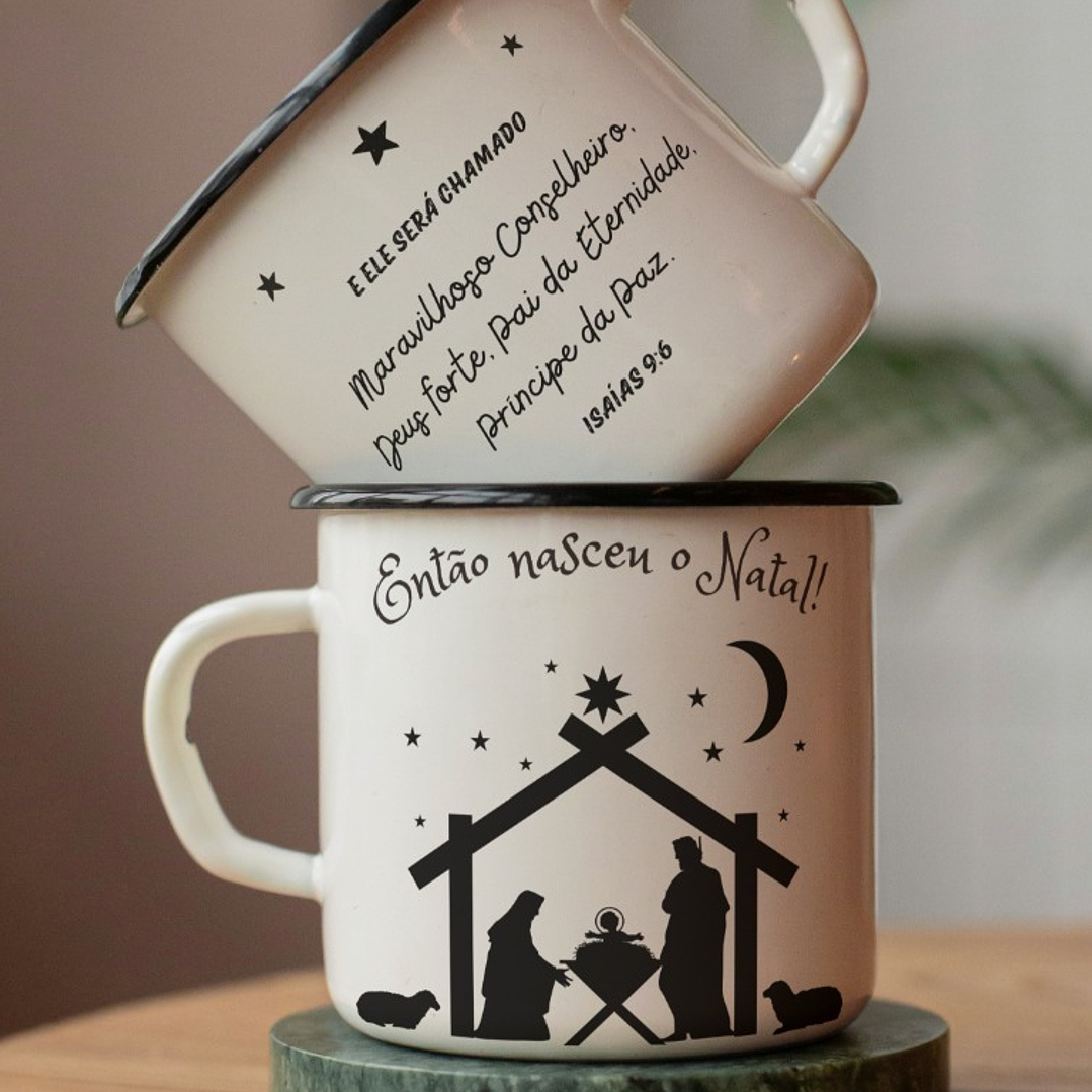 Arte Caneca Então Nasceu o natal Jesus Arquivo em Jpg  1