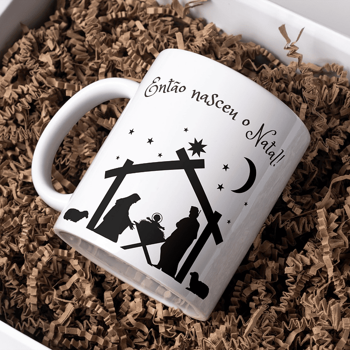 Arte Caneca Então Nasceu o natal Jesus Arquivo em Jpg  2