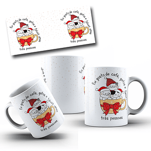 Arte Caneca Eu gosto de café, gatos e talvez umas três pessoas Arquivo em Jpg