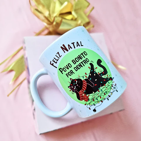 Arte Caneca Feliz Natal povo lindo por dentro Arquivo em Jpg
