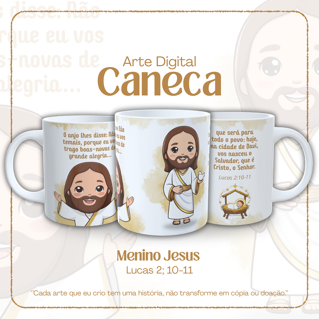 Arte Caneca Feliz Menino Jesus Arquivo em Jpg 1