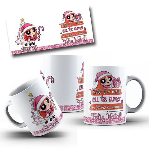 Arte Caneca Não é meu te amo em forma café meninas super poderosas Arquivo em Jpg