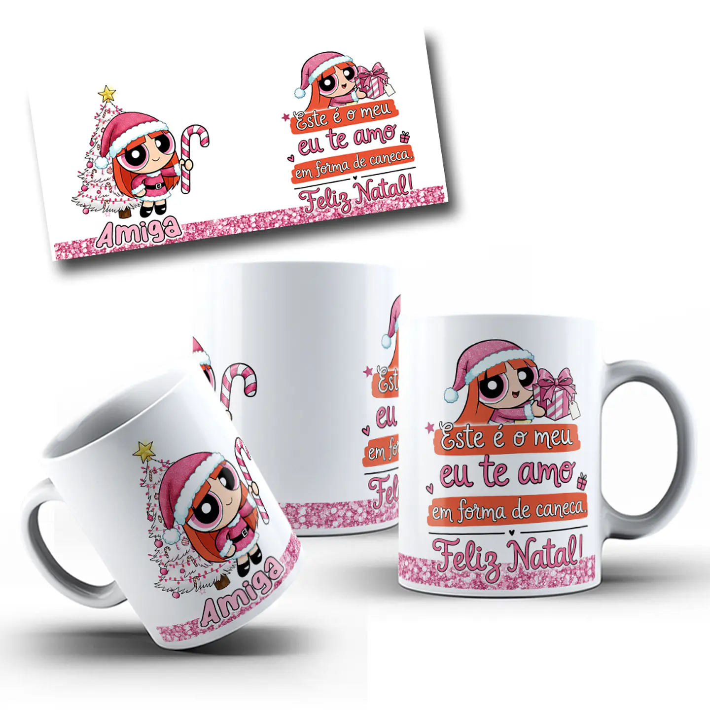 Arte Caneca Não é meu te amo em forma café meninas super poderosas Arquivo em Jpg 1