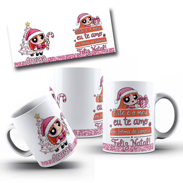 Arte Caneca Não é meu te amo em forma café meninas super poderosas Arquivo em Jpg 1