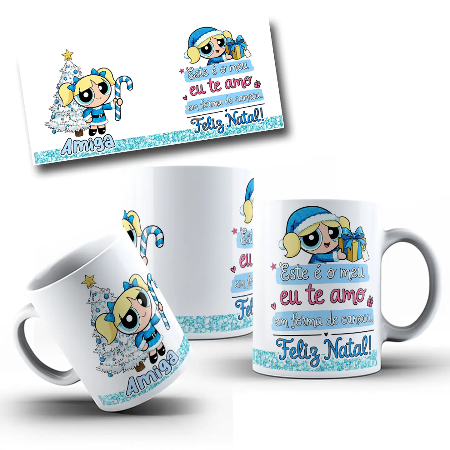 Arte Caneca Não é meu te amo em forma café meninas super poderosas Arquivo em Jpg 2