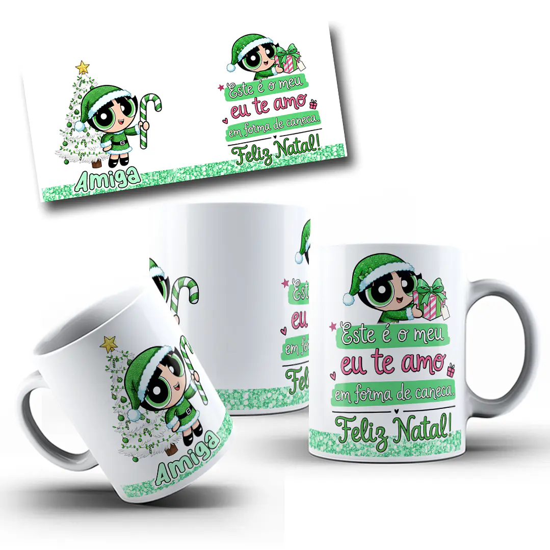 Arte Caneca Não é meu te amo em forma café meninas super poderosas Arquivo em Jpg 3